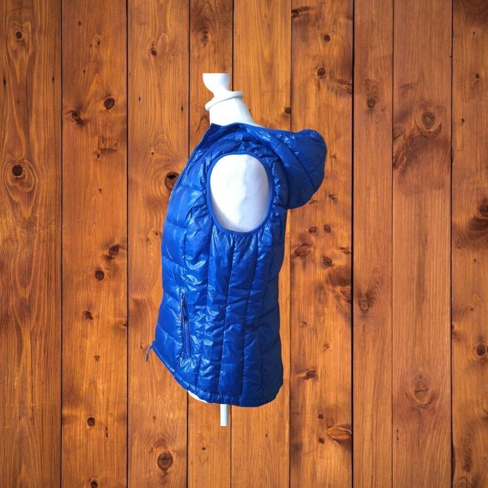 Tangerine Women's Medium Blue Hooded Puffer Vest READ Casual Athleisure - Picture 4 of 6